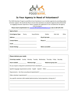 Volunteer Forms Template from www.pdffiller.com
