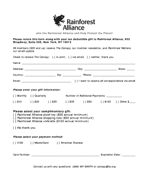 Rainforest Alliance Donation Form