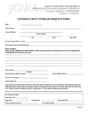 Contract Rent Increase Request Form