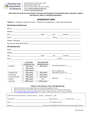 HLAA Membership Form