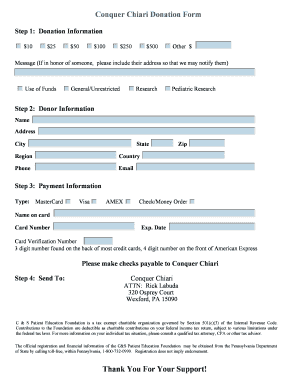 Conquer Chiari Donation Form Thank You For Your Support!