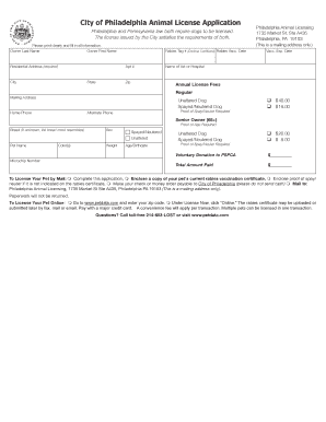 Philadelphia Dog License Application