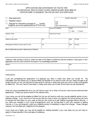 California Former Foster Care Children's Program Application