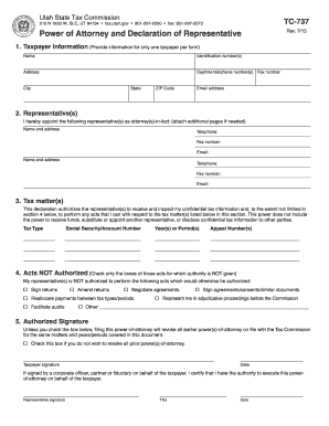 Utah Power of Attorney and Declaration of Representative