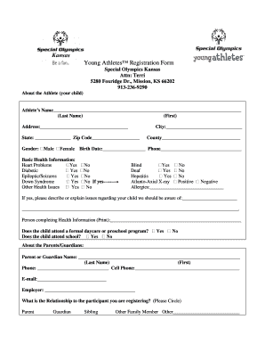 Young Athletes Registration Form
