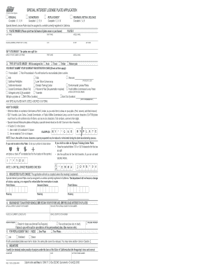 California Special Interest License Plate Application