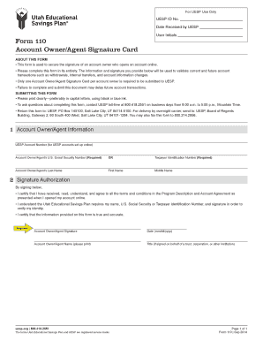 UESP Account Owner/Agent Signature Card