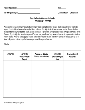 Logic Model Report Form - The Foundation for Community Health - fchealth