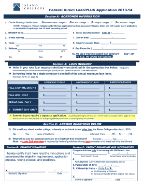 Federal Direct Loan/PLUS Application 2013-14