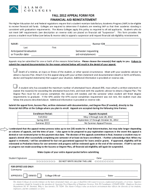 Fall 2012 Financial Aid Appeal Form
