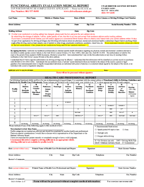 Utah Driver License Functional Ability Evaluation Medical Report