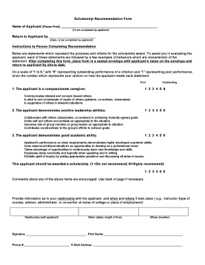 Scholarship Recommendation Form