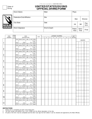 US Diving Official Diving Form