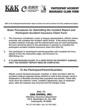 USA Diving Participant Accident Insurance Claim Form