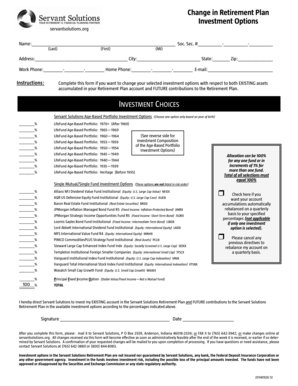 Retirement Plan Investment Change Form