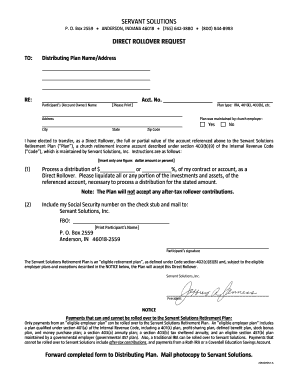 Direct Rollover Request Form