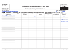 Schedule I-1 Form 990 Continuation Sheet