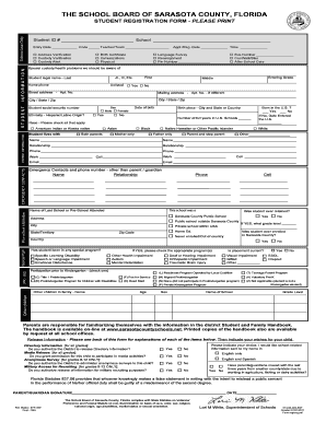 Sarasota County Student Registration Form
