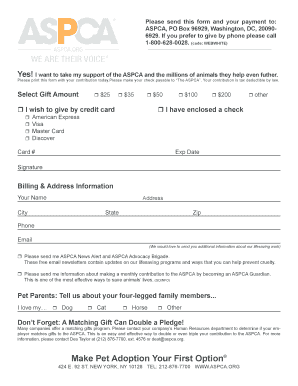 ASPCA Donation Form