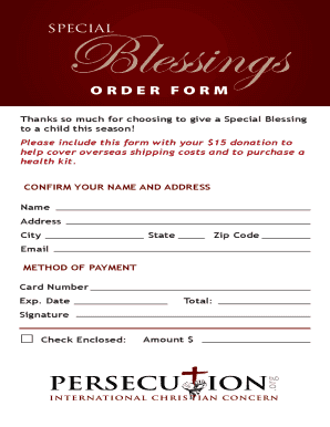 Special Blessing Donation Form