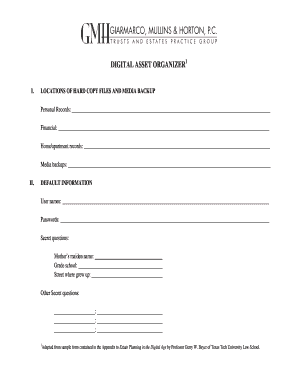 Digital Asset Organizer Form