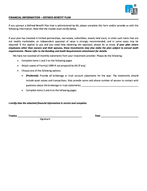 Defined Benefit Plan Financial Information Form