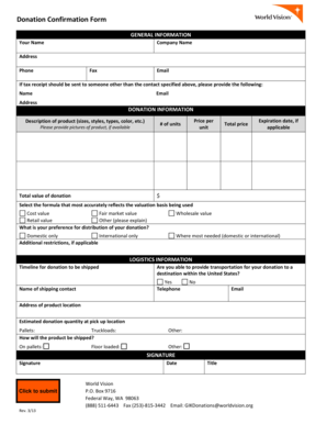 Donation Confirmation Form