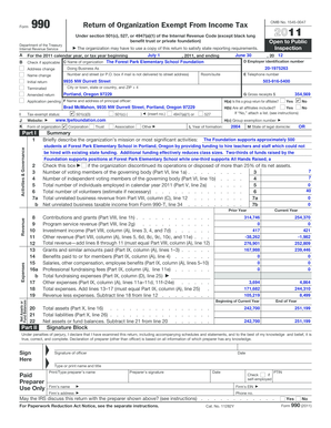 Form 990 Return of Organization Exempt From Income Tax