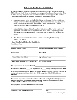 IRA Death Claim Notice