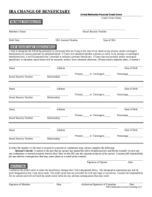 IRA Change of Beneficiary Form