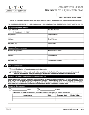 Liberty Trust Company Rollover to a Qualified Plan