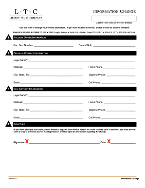 Liberty Trust Company Information Change Form