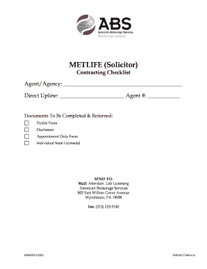 MetLife Solicitor Contracting Checklist