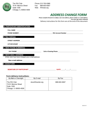 IRA Club Address Change Form