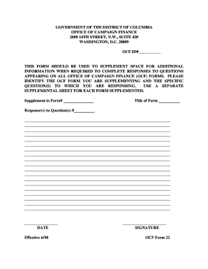 Supplemental Form for OCF Documents