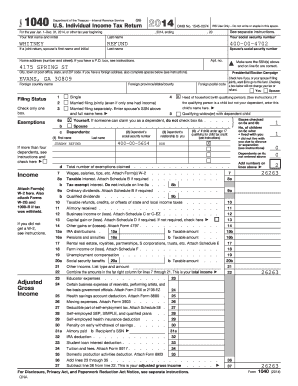 US Individual Income Tax Return Form 1040