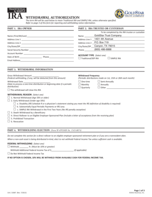 IRA Withdrawal Authorization Form