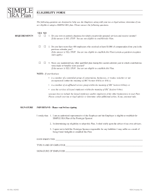 SIMPLE IRA Plan Eligibility Form