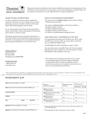 Domini Funds Investment Slip