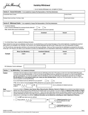John Hancock Hardship Withdrawal Form
