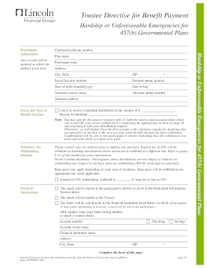 Trustee Directive for 457(b) Governmental Plan Hardship Distribution