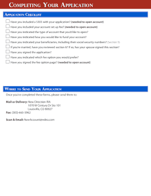 Self-Directed IRA Application for SEP Accounts