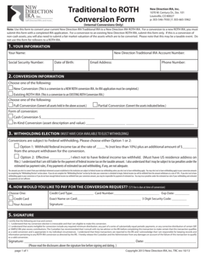 Traditional to ROTH IRA Conversion Form