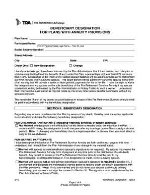 Beneficiary Designation Form for Annuity Plans