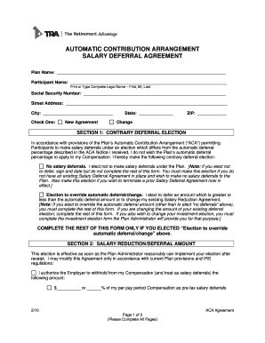 Salary Deferral Agreement