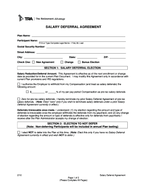 Salary Deferral Agreement