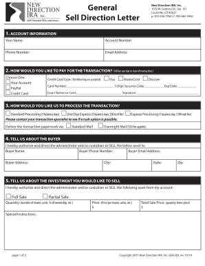 Sell Direction Letter