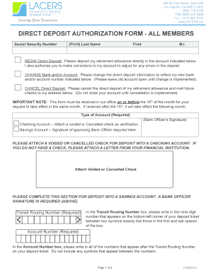 Direct Deposit Authorization Form