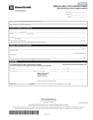 Irrevocable Stock/Bond Power