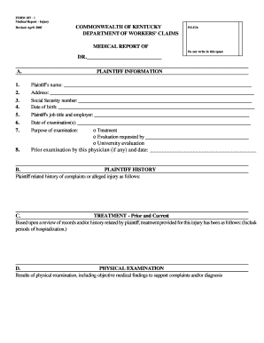 Kentucky Medical Report Form 107-I